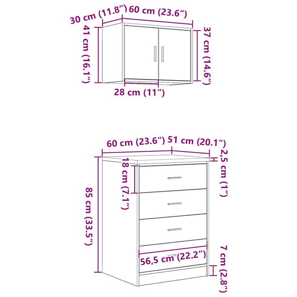 vidaXL Garage Cabinets 2 pcs. Artisan Oak Engineered Wood