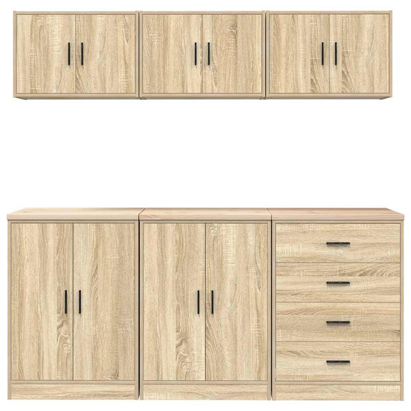 vidaXL Garage Cabinets 6 pcs Sonoma Oak Engineered Wood