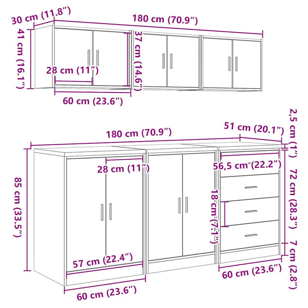 vidaXL Garage Cabinets 6 pcs. Artisan Oak Engineered Wood