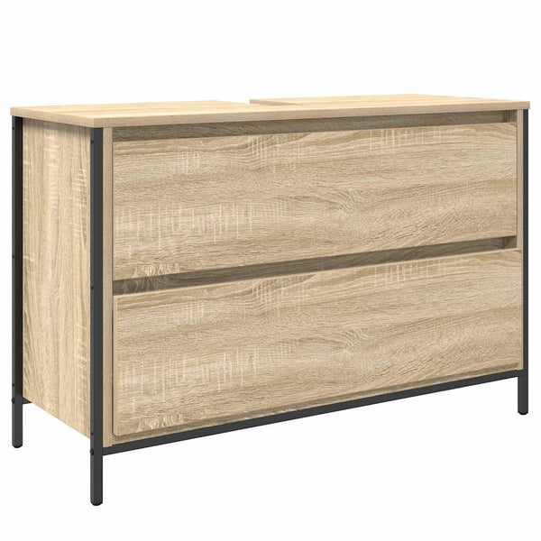 vidaXL Bathroom Furniture Set with Shelf 3 pcs Sonoma Oak Engineered Wood