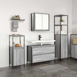 vidaXL Bathroom Furniture Set with Shelf 3 pcs Sonoma Gray Engineered Wood