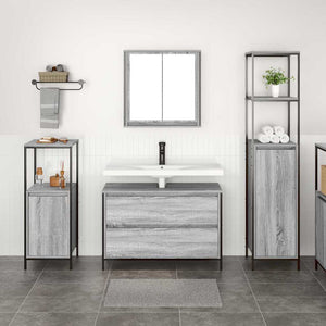 vidaXL Bathroom Furniture Set with Shelf 3 pcs Sonoma Gray Engineered Wood