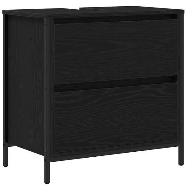 vidaXL Bathroom Furniture Set with Shelf 5 pcs Black Engineered Wood