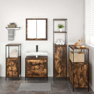 vidaXL Bathroom Furniture Set with Cabinet with Door 5 pcs Brown Engineered Wood