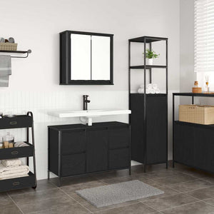 vidaXL Bathroom Furniture Set with Drawers 2 pcs Black Oak Look