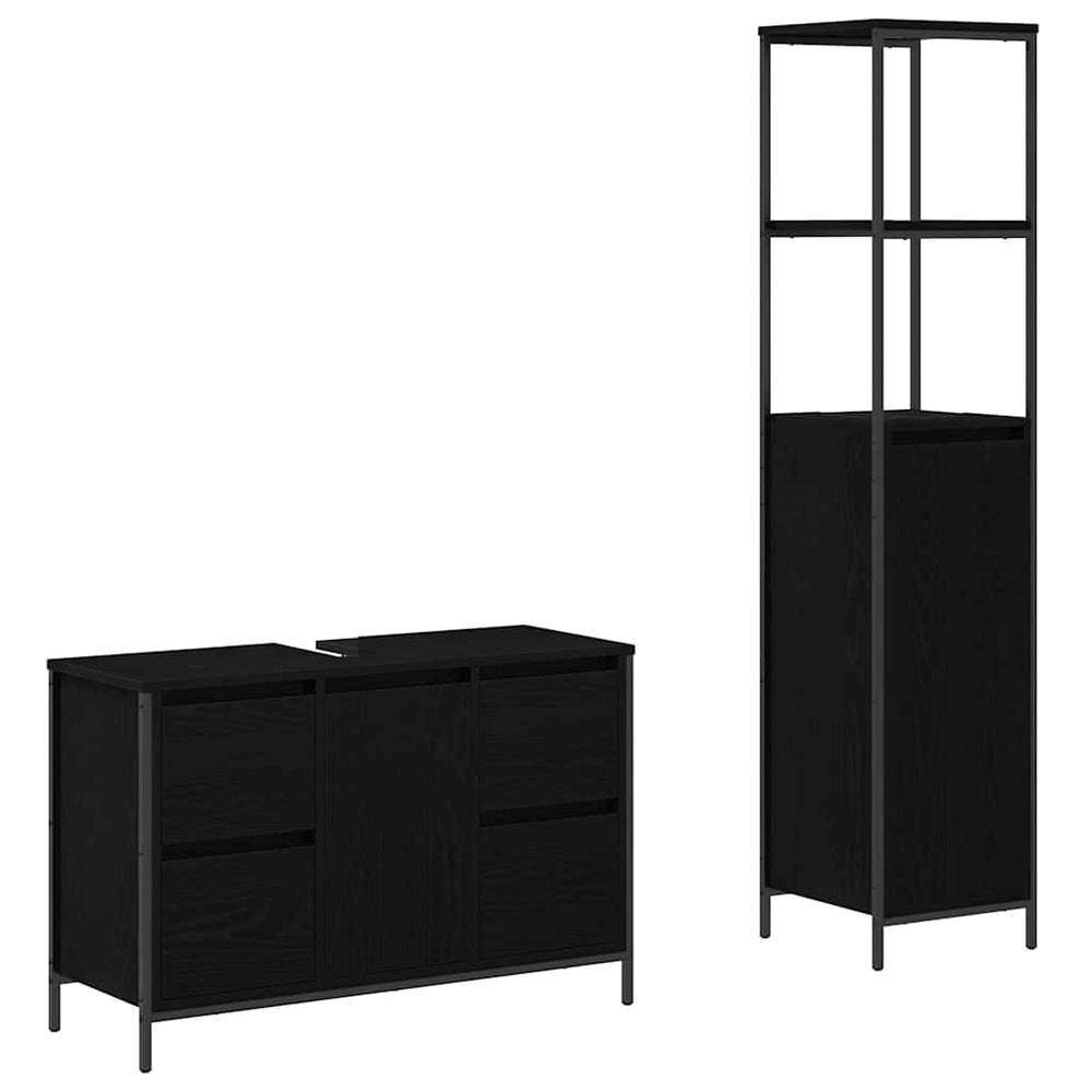 vidaXL Bathroom Furniture Set with Drawers 2 pcs Black Oak Look