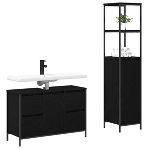 vidaXL Bathroom Furniture Set with Drawers 2 pcs Black Oak Look