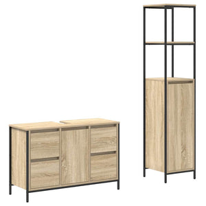 vidaXL Bathroom Furniture Set with Shelf 2 pcs Sonoma Oak and Black