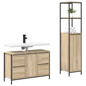 vidaXL Bathroom Furniture Set with Shelf 2 pcs Sonoma Oak and Black