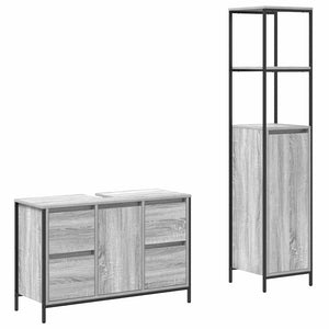 vidaXL Bathroom Furniture Set with Shelf 2 pcs Sonoma Grey and Black