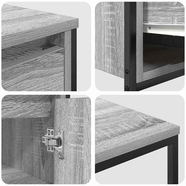 vidaXL Bathroom Furniture Set with Shelf 3 pcs Sonoma Grey and Black