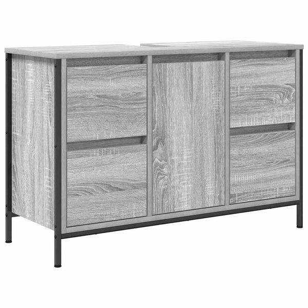 vidaXL Bathroom Furniture Set with Shelf 3 pcs Sonoma Grey and Black