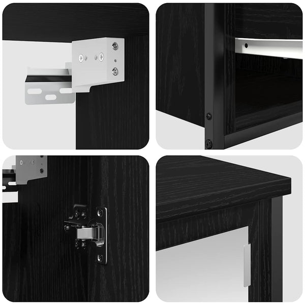 Badezimmermöbel Set 5-teilig Schwarz Eiche
