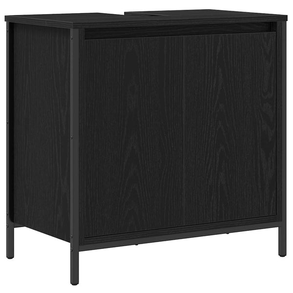 Badezimmermöbel Set 5-teilig Schwarz Eiche
