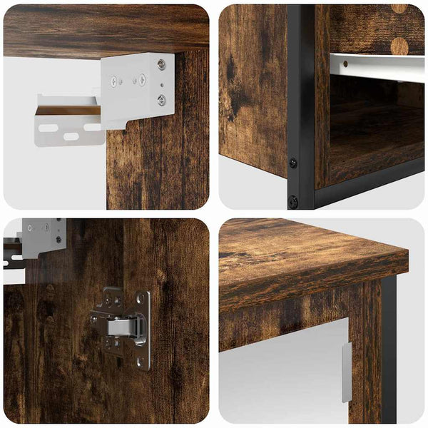 vidaXL Bathroom Cabinet Set with Door 5 pcs Smoked Oak and Black