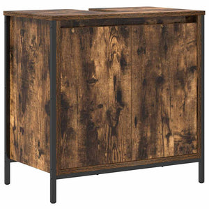 vidaXL Bathroom Cabinet Set with Door 5 pcs Smoked Oak and Black