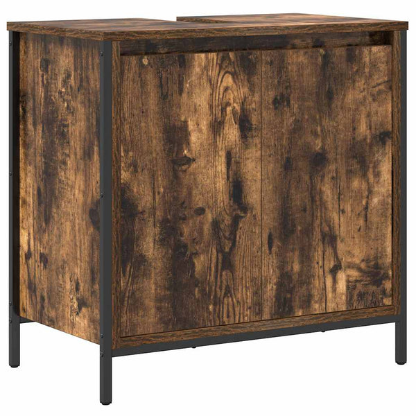 vidaXL Bathroom Cabinet Set with Door 5 pcs Smoked Oak and Black