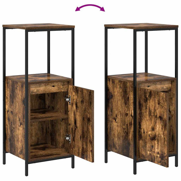 vidaXL Bathroom Cabinet Set with Door 5 pcs Smoked Oak and Black