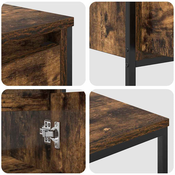 vidaXL Bathroom Furniture Set with Door 3 pcs Smoked Oak and Black