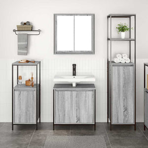 vidaXL Bathroom Furniture Set 3 pcs Grey Sonoma and Black Engineered Wood