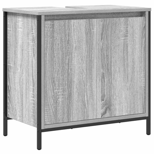vidaXL Bathroom Furniture Set 3 pcs Grey Sonoma and Black Engineered Wood