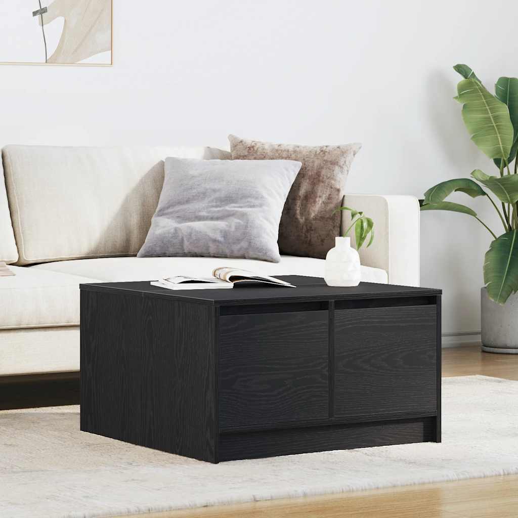 vidaXL Coffee Table with Drawers Black Oak Look 70.5x70x40 cm