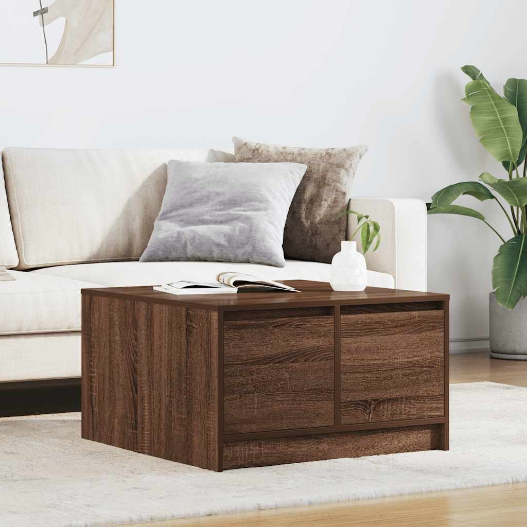 vidaXL Coffee Table with Drawers Brown Oak-look 70.5x70x40 cm