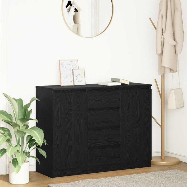 vidaXL Sideboard with Drawers Black Oak Look 100.5x35x76 cm