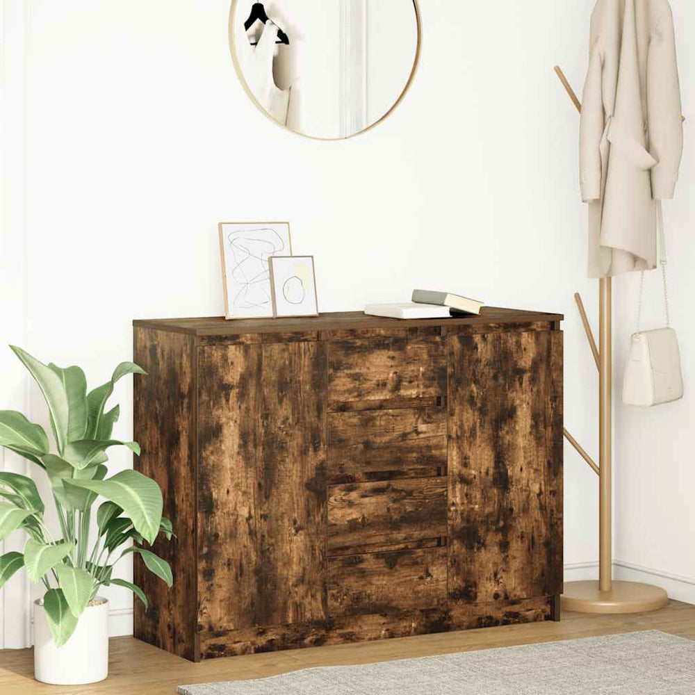 vidaXL Sideboard with Drawers Smoked Oak 100.5x35x76 cm