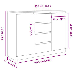 vidaXL Sideboard with Drawers Grey Sonoma 100.5x35x76 cm
