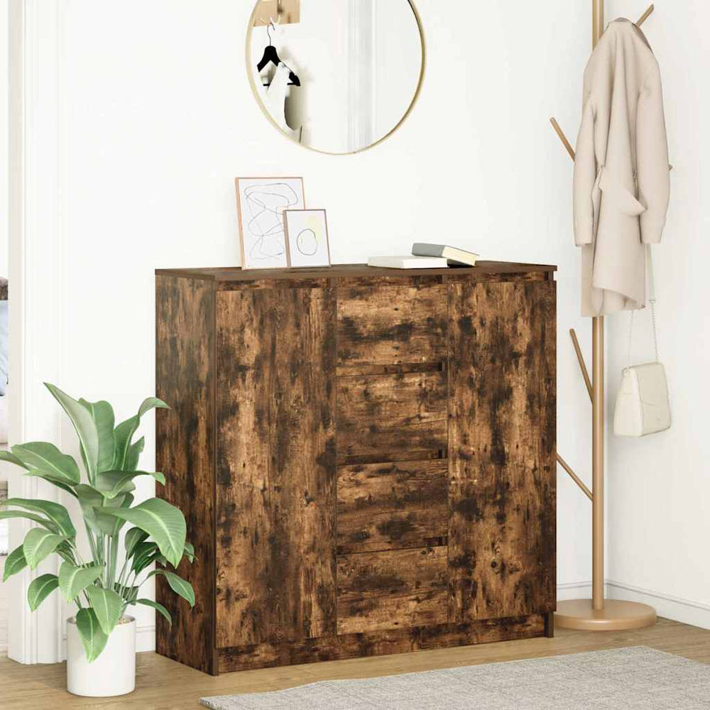 vidaXL Sideboard with Drawers Smoked Oak 100.5x35x98.5 cm