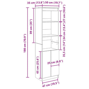 vidaXL Highboard Artisan Oak 50x35x180 cm Engineered Wood