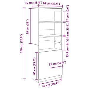 vidaXL Highboard Black Oak Look 70x35x180 cm Engineered Wood