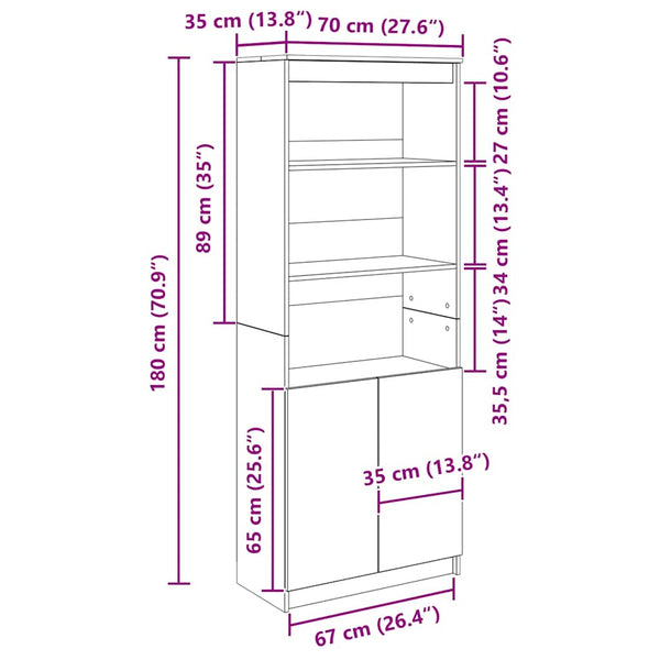 vidaXL Highboard Concrete Grey 70x35x180 cm Engineered Wood