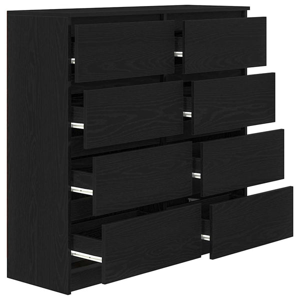 Sideboard Schwarz Eichenoptik 100x35x99cm
