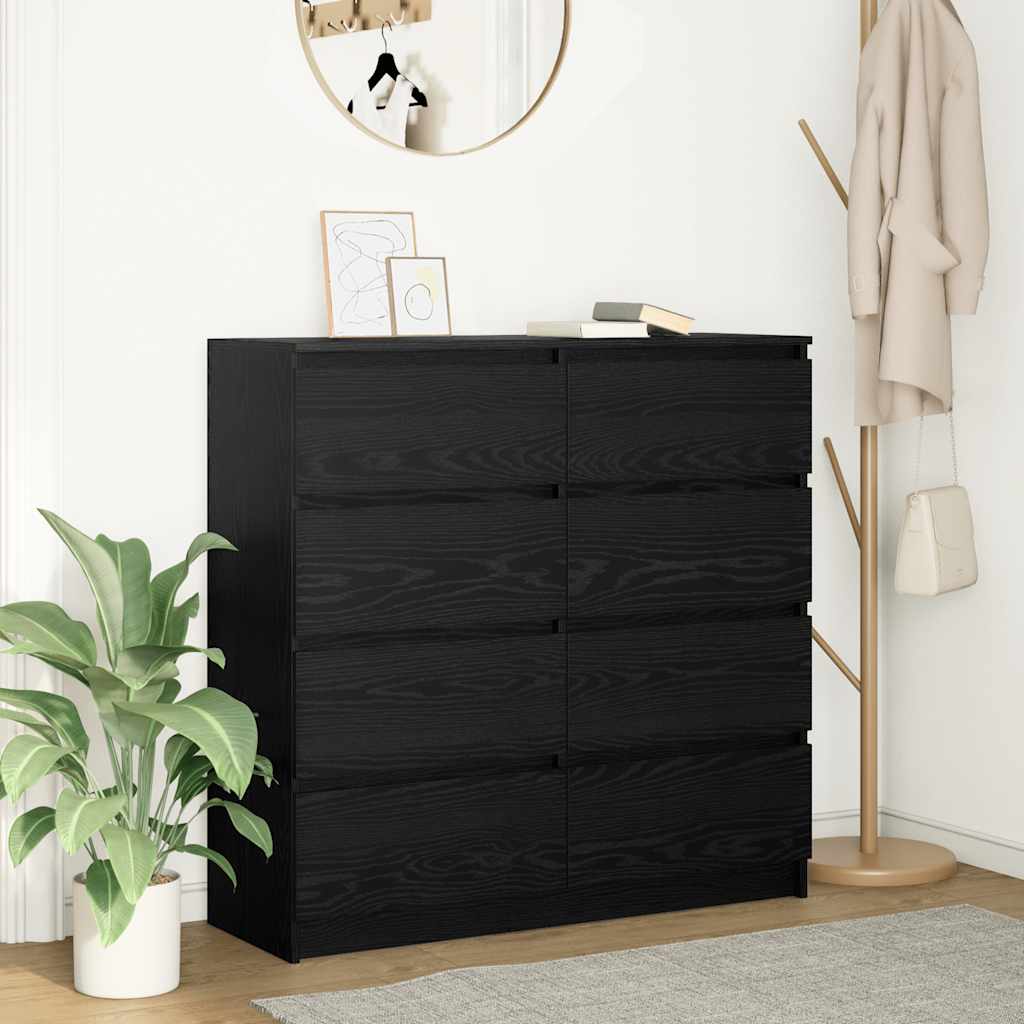 Sideboard Schwarz Eichenoptik 100x35x99cm