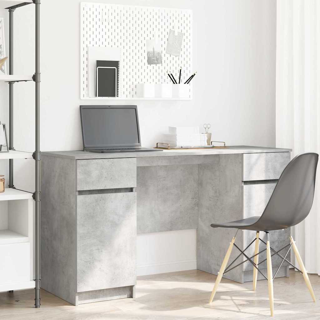 Schreibtisch Betongrau mit Regal 140cm