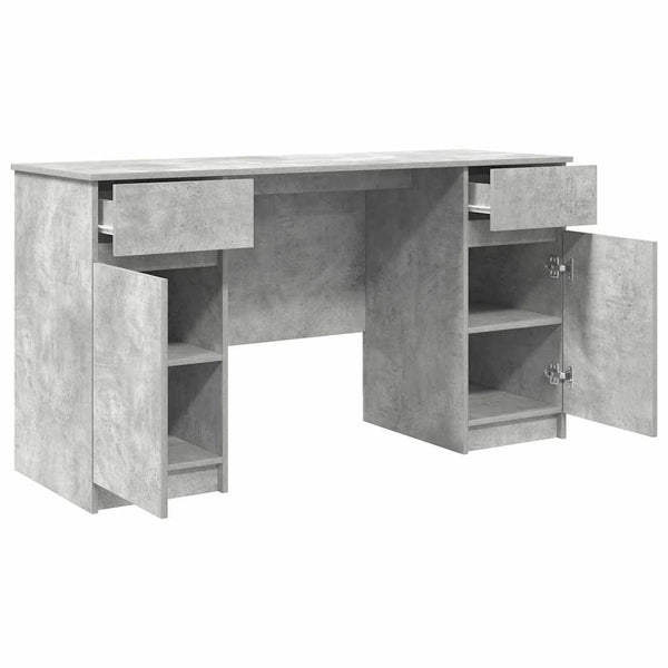 Schreibtisch Betongrau mit Regal 140cm