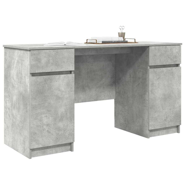 Schreibtisch Betongrau mit Regal 140cm