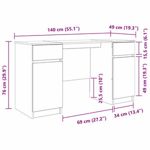 Schreibtisch Räuchereiche 140 cm
