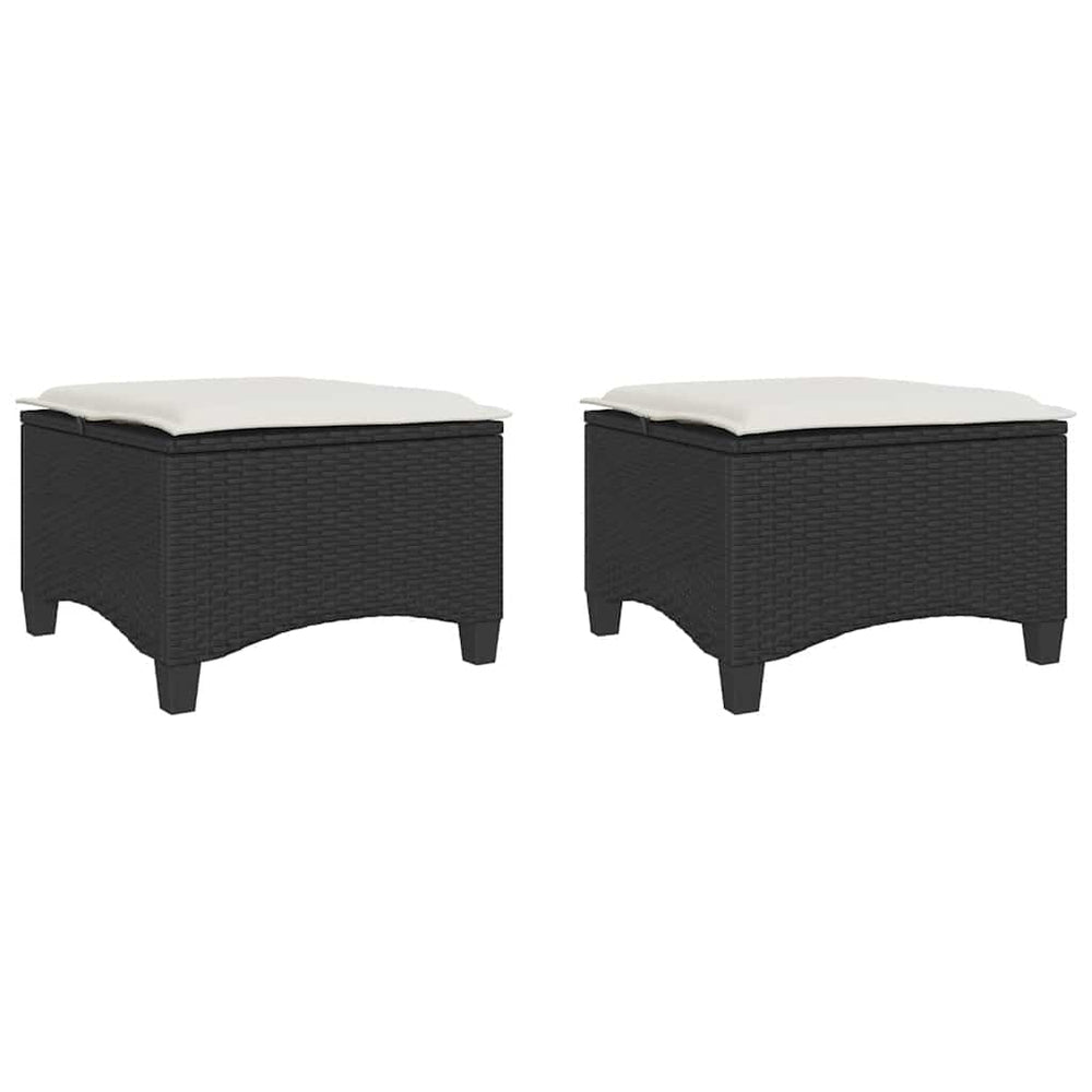 Gartenhocker mit Kissen, 2er Set Schwarz