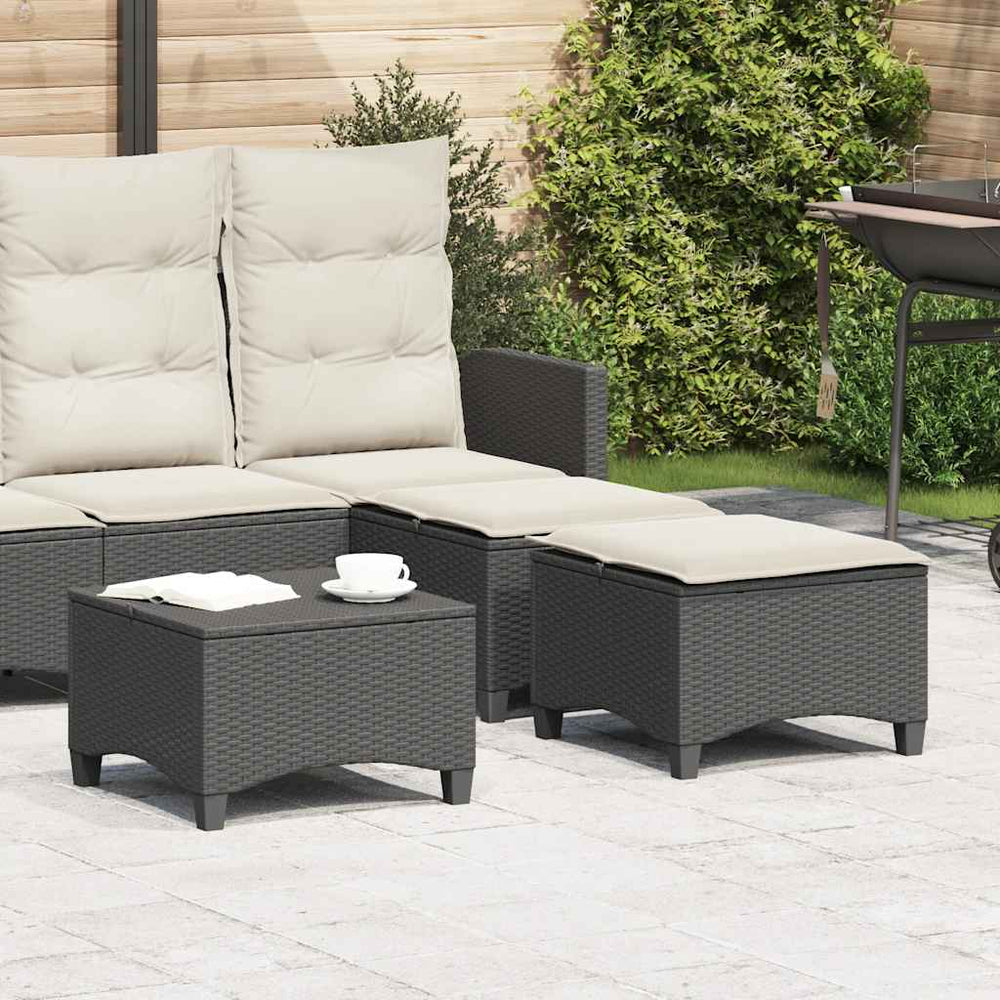 Gartenhocker mit Kissen, 2er Set Schwarz