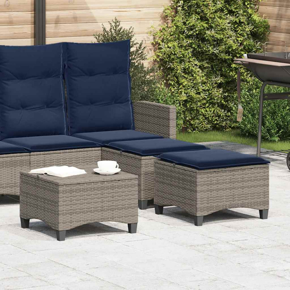 Gartenhocker mit Kissen, 2er Set Grau