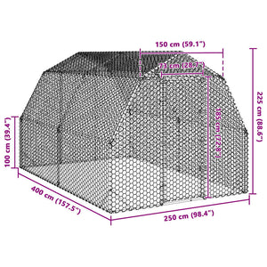 Verzinkter Hühnerstall 2,5x4x2,25 m