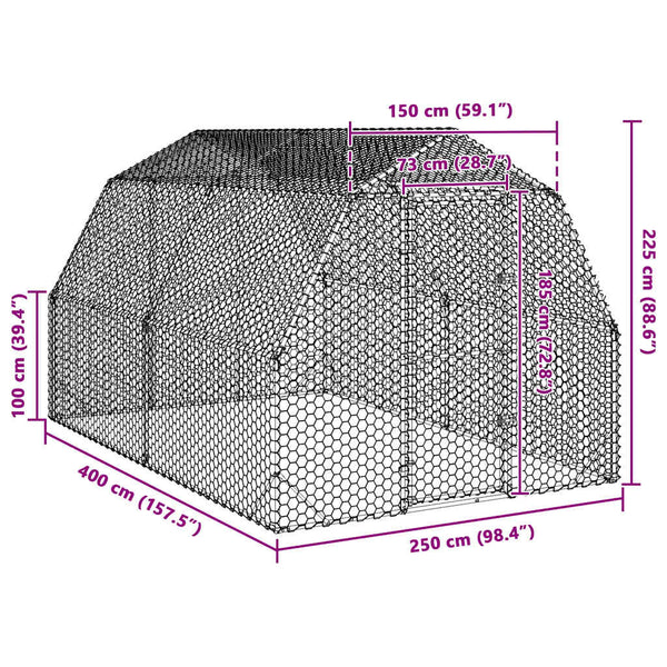 Verzinkter Hühnerstall 2,5x4x2,25 m