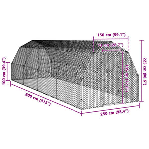 Verzinkter Hühnerstall 2,5x8x2,25 m