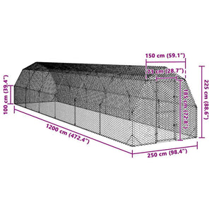Verzinkter Hühnerstall, 2,5x12x2,25 m