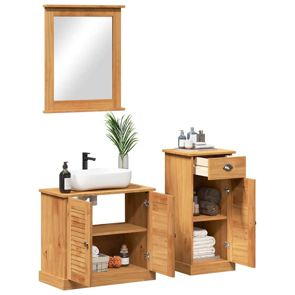 Badezimmermöbel Set VIGO Honigbraun Kiefer Massivholz