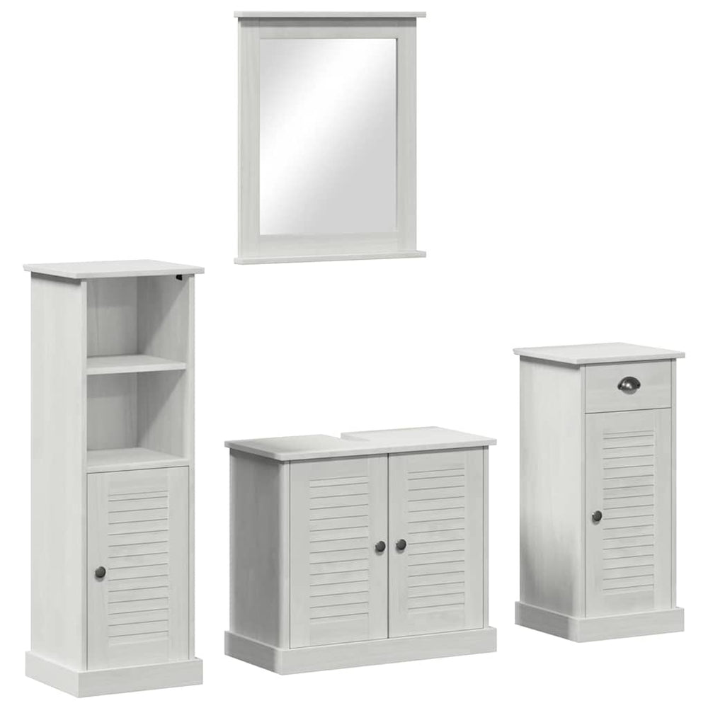 Badezimmermöbel Set Antik Weiß Kiefer