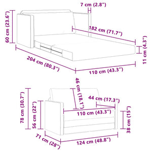 vidaXL Sofa Bed 110cm Black Fabric